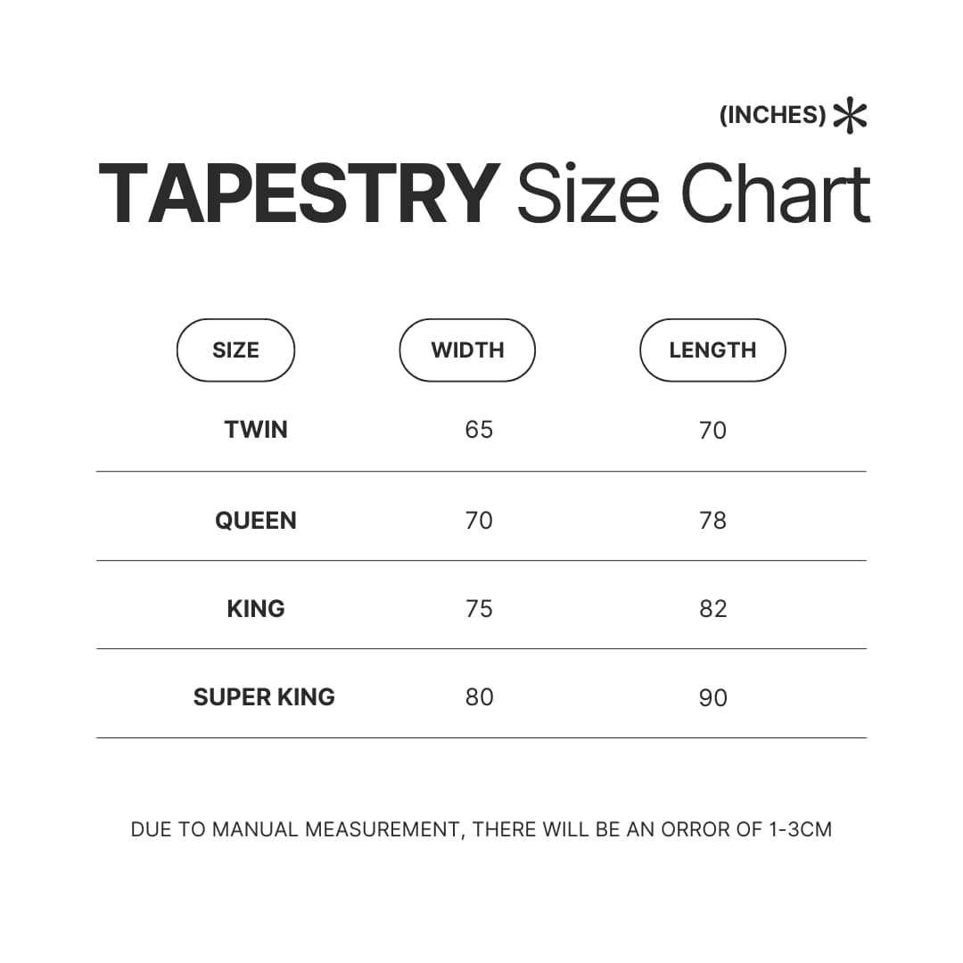 Tapestry Size Chart - Gojira Merch