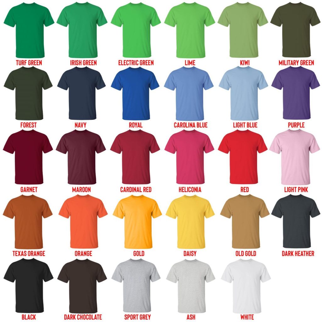 t shirt color chart - Gojira Merch